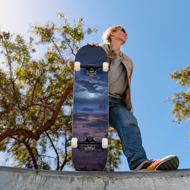 Skateboard Night Desert Pleine lune (Extérieur 1)