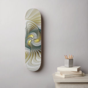 Skateboard Nobly Golden Turquoise Imaginaire Fractal Art