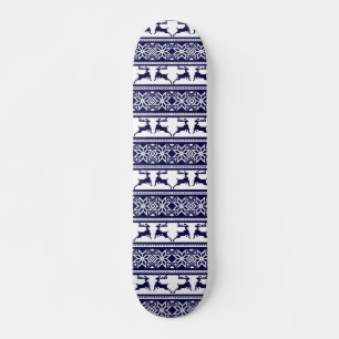Skateboard Noël, le bleu et le blanc scandinave
