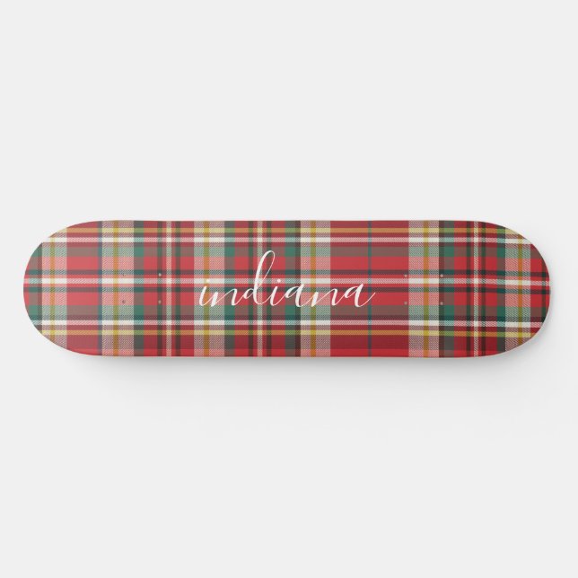 Skateboard Noël Plaid Rustique Rouge Vert Blanc Personnaliser (Horz)