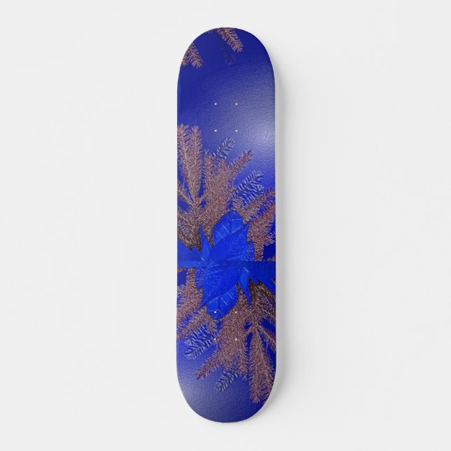 Skateboard Noël Poinsettia Bleu I (Devant)