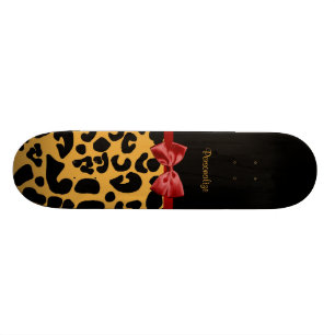 Skateboard Noir à la mode et arc rouge de ruban d'empreinte