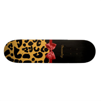Skateboard Noir à la mode et arc rouge de ruban d'empreinte