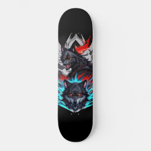 Skateboard noir avec Wolves Design