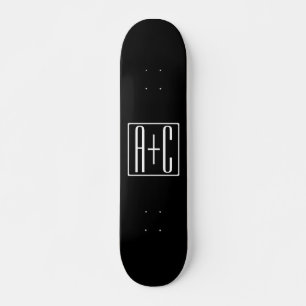 Skateboard Noir & Blanc Initiales de couples
