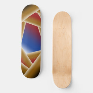 Skateboard Noir Bleu Rouge Or Ombre Abyss Art Abstrait