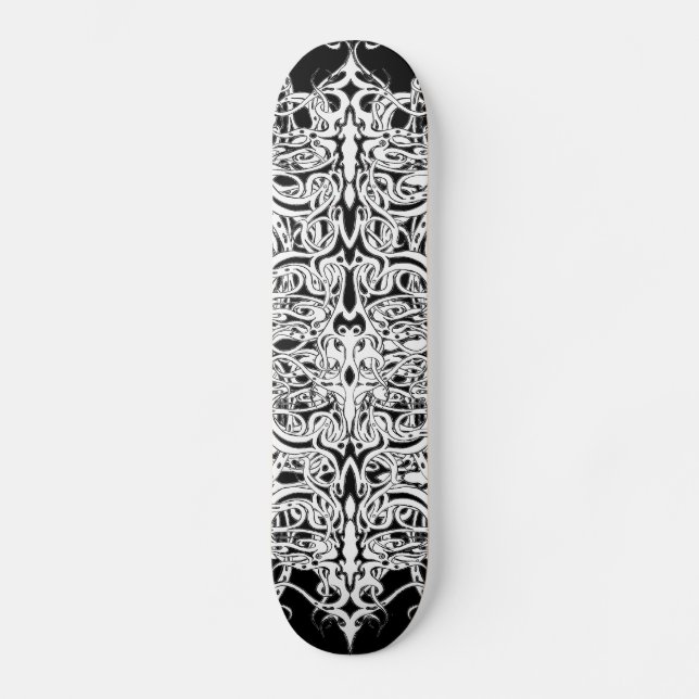 Skateboard Noir et blanc Abstrait Tatouage Tribal Design (Recto)