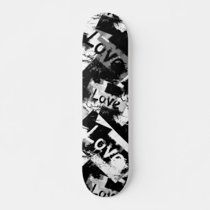 Skateboard Noir et blanc avec des taches motif d'amour