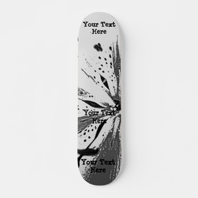 Skateboard noir et blanc éclabousse le style abstrait d'art (Devant)