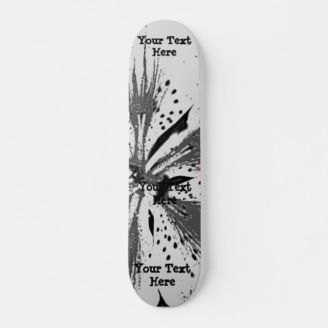 Skateboard noir et blanc éclabousse le style abstrait d'art (Devant)