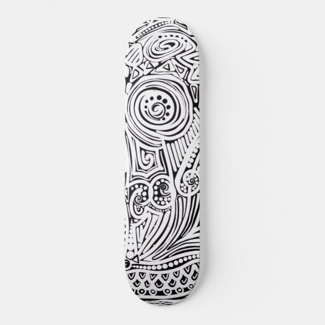 Skateboard Noir Et Blanc Scratch Et Dot Art (Recto)