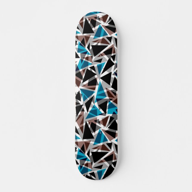 Skateboard Noir et Bleu, Polygone, Abstrait (Devant)