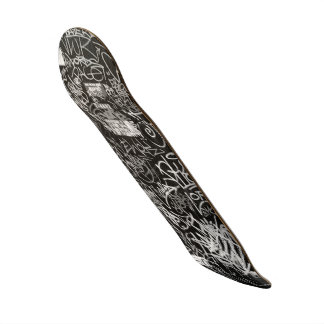 SKATEBOARD NOIR ET GRIS DE PLANCHE À ROULETTES DE GRAFFITI DE