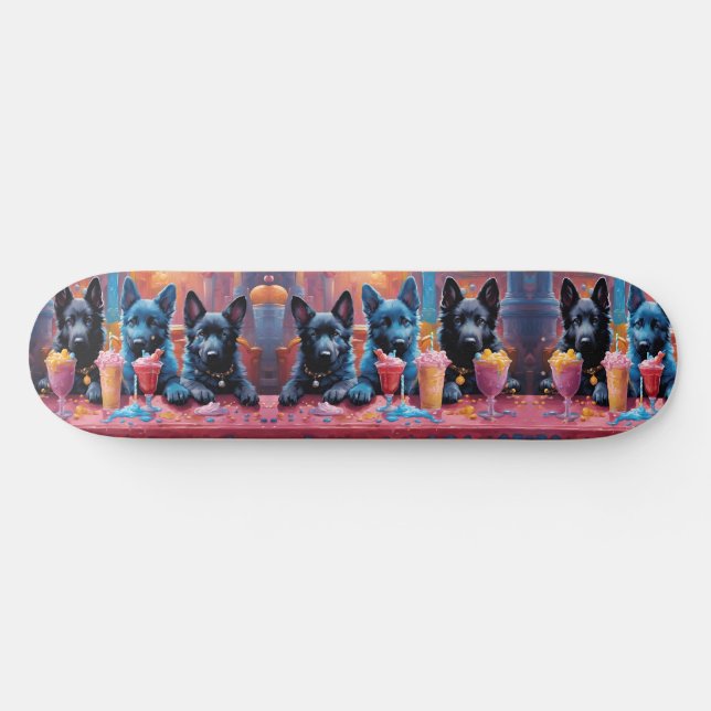 Skateboard Noir N Bleu Chiens de Berger Allemand Chiens De Mi (Horz)