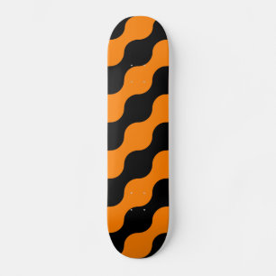 Skateboard Noir, Orange Retro Circles Motif Art