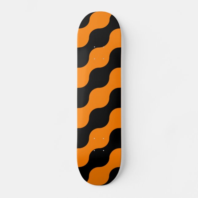 Skateboard Noir, Orange Retro Circles Motif Art (Recto)