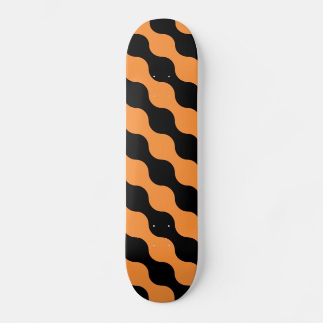 Skateboard Noir, Orange Retro Circles Motif Art (Recto)