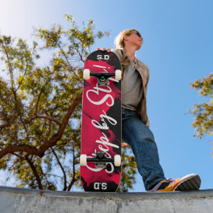 Skateboard Noir rouge brossé