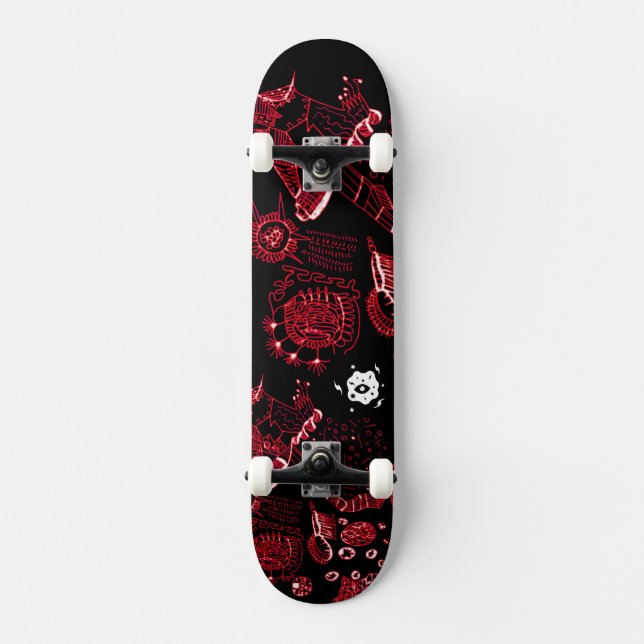 Skateboard Noir rouge cool (Recto)