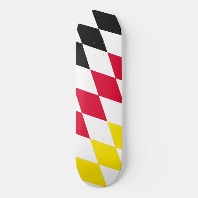 Skateboard Noir rouge jaune Bavaria Motif Drapeau Diamant (Recto)