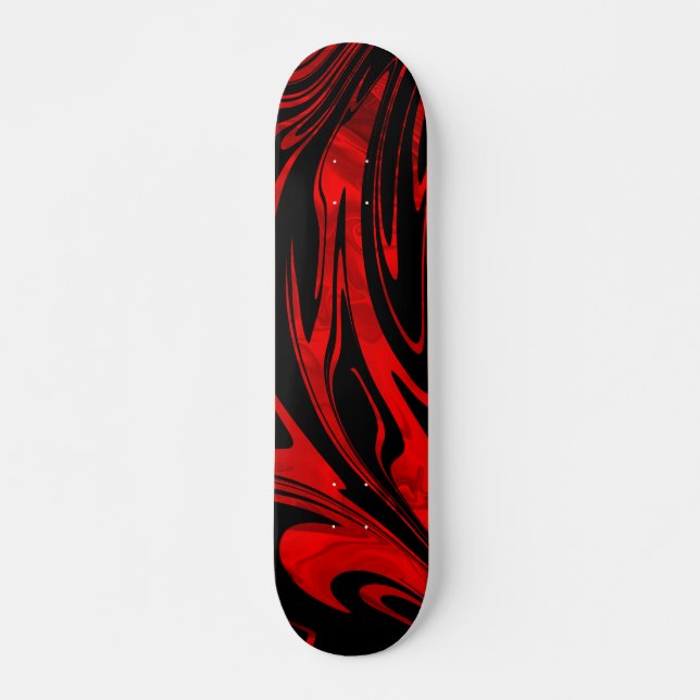 Skateboard Noir rouge vague Abstrait (Devant)