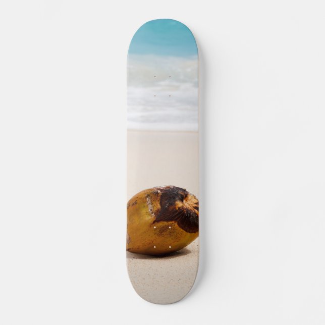 Skateboard Noix de coco sur une plage tropicale (Recto)