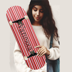 Skateboard Nom asymétrique moderne vibrant bandes rouges funk