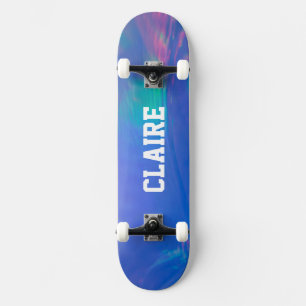 Skateboard Nom Collectable Holographique Cool Bleu