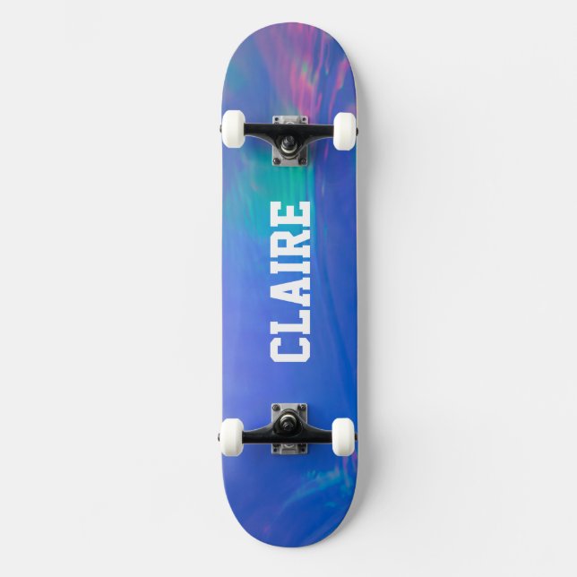 Skateboard Nom Collectible Holographique Bleu Foncé (Recto)