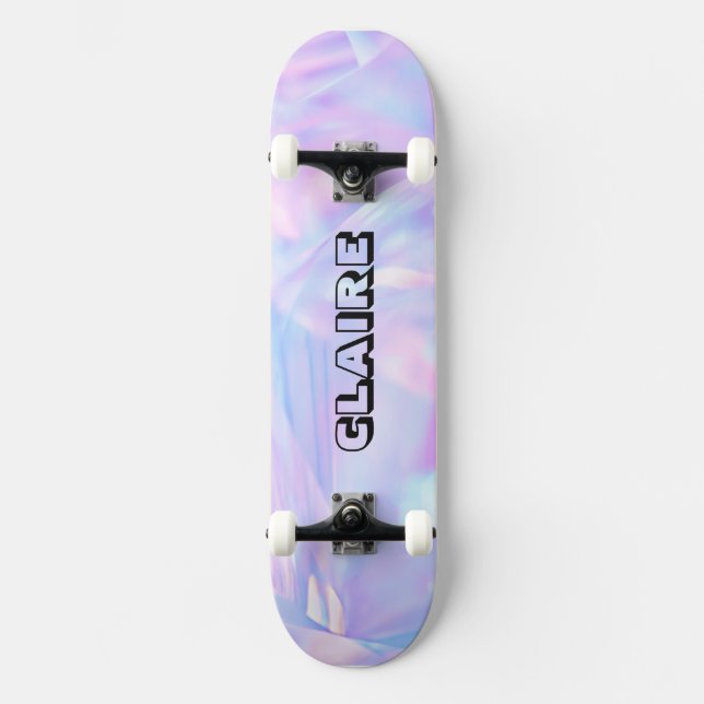 Skateboard Nom de design cool collectable holographique viole (Recto)