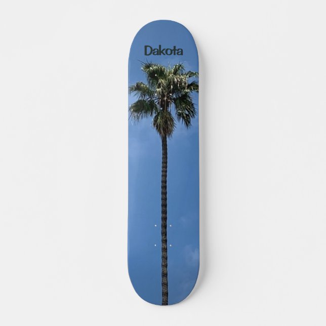 Skateboard Nom de l'arbre de palme bleu personnalisé (Devant)