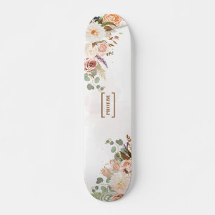 Skateboard Nom du monogramme floral rustique en fleur personn
