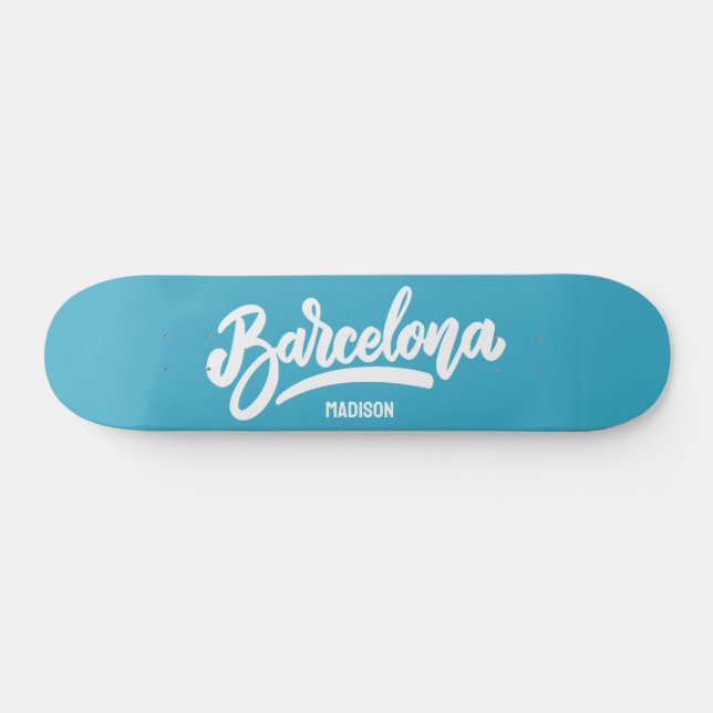 Skateboard Nom et couleur personnalisés Barcelone (Horz)