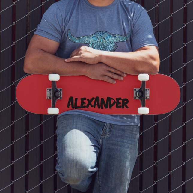 Skateboard Nom moderne rouge du moteur d'incendie | Classique (Extérieur 3)
