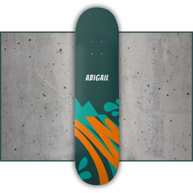 Skateboard Nom Orange Vert Moitié Sauvage Abstrait (Créateur téléchargé)