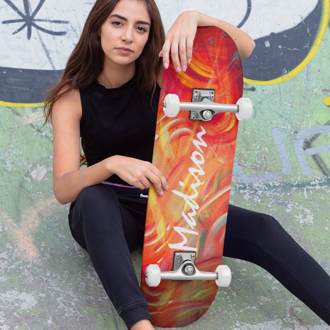 Skateboard Nom personnalisé abstrait moderne coloré (Créateur téléchargé)
