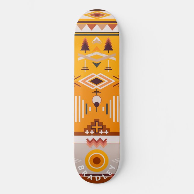 Skateboard Nom personnalisé abstrait tribal moderne (Recto)