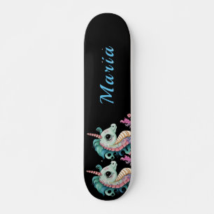 Skateboard Nom personnalisé adorable de l'hippocampe