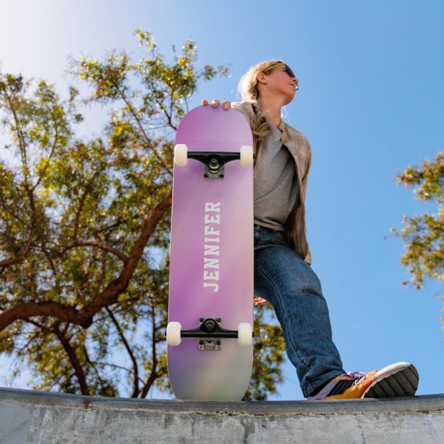 Skateboard Nom personnalisé avec dégradé pastel (Extérieur 1)