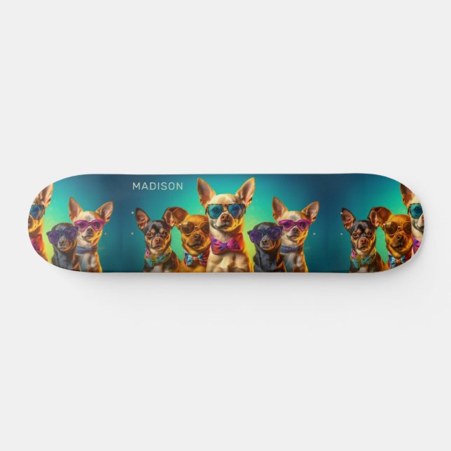 Skateboard Nom personnalisé Chiens amusants (Horz)