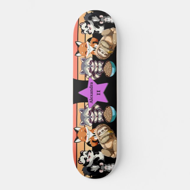 Skateboard Nom personnalisé des animaux mignons (Recto)