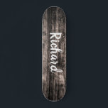 Skateboard Nom personnalisé en bois rustique<br><div class="desc">Patinage personnalisé pour ajouter votre nom sur un arrière - plan en bois rustique.</div>