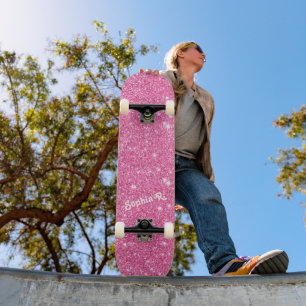 Skateboard Nom personnalisé Fille Faux Parties scintillant ro