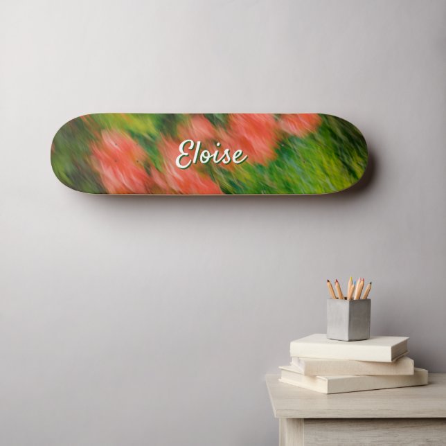 Skateboard Nom personnalisé, floral abstrait  (Art mural (Horz))