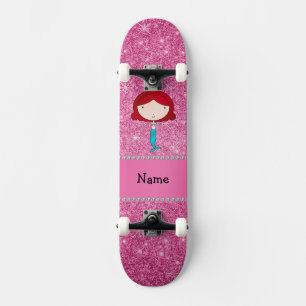 Skateboard Nom personnalisé mermaid parties scintillant rose