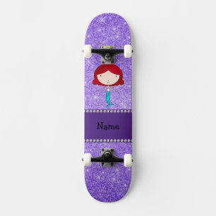 Skateboard Nom personnalisé mermaid violet parties scintillan