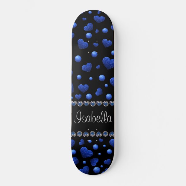 Skateboard Nom personnalisé, motif de parties scintillant coe (Recto)