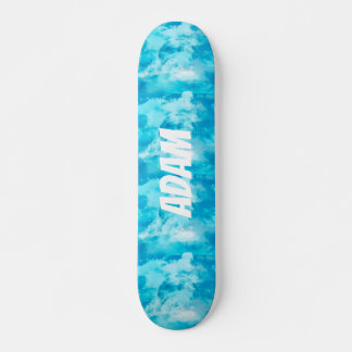 Skateboard Nom personnalisé Nuages Ciel Bleu Esthétique Rêveu