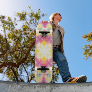 Skateboard Nom personnalisé personnalisé Retro Girly Tie Dye