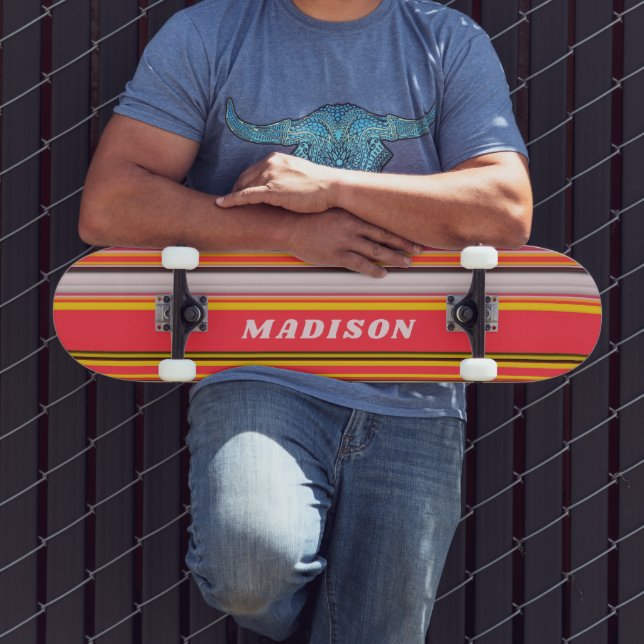 Skateboard Nom personnalisé rayures modernes Cool (Extérieur 3)